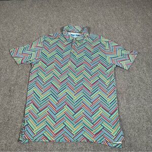 IBKUL Polo Shirt Men M Multicolor Geometric UPF 50 Golf Performance Short Sleeve